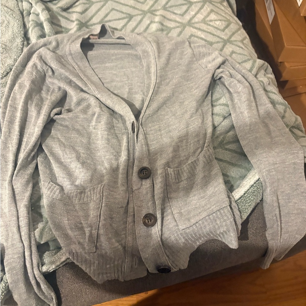 Gray Button-Up Cardigan